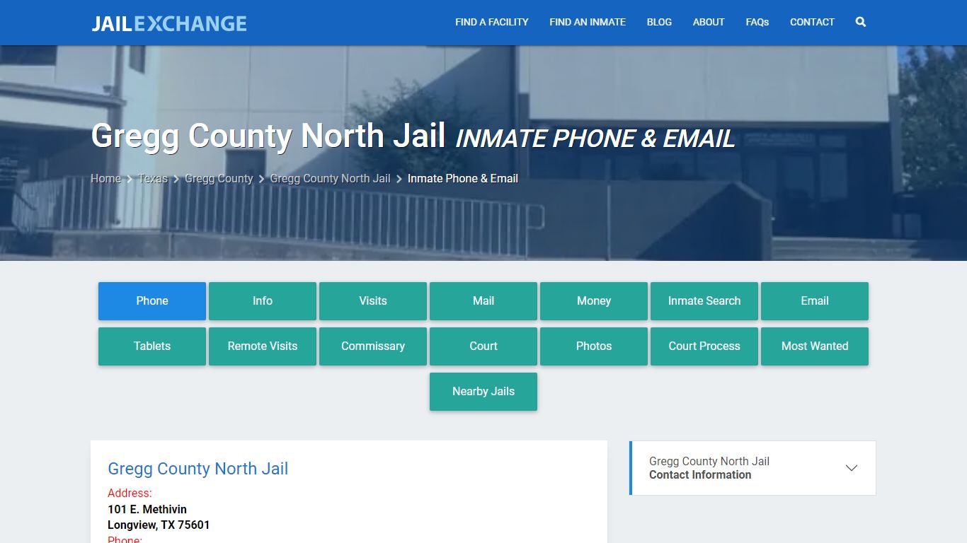 Inmate Phone - Gregg County North Jail, TX - Jail Exchange