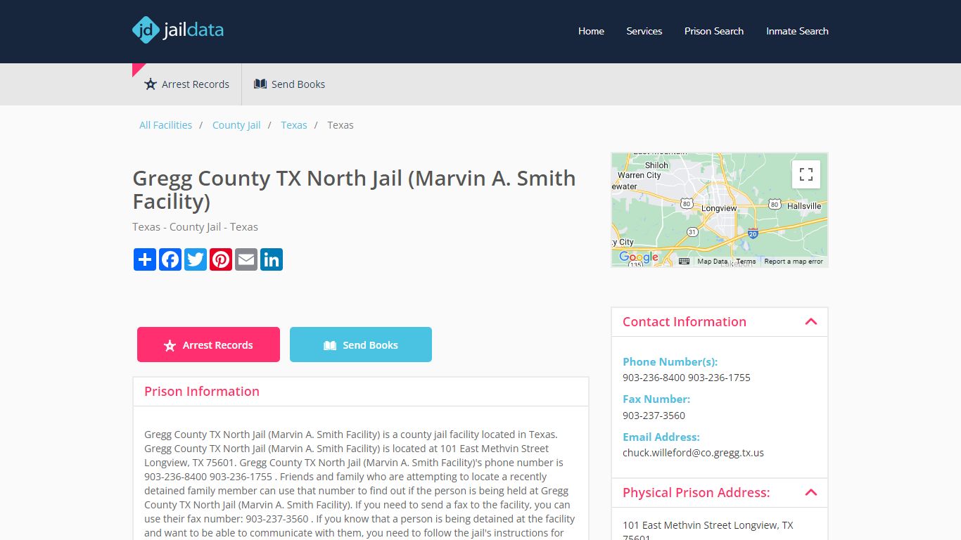 Gregg County TX North Jail (Marvin A. Smith Facility) Inmate Search and ...